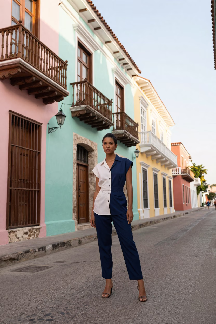 Model Late Morning Street Style in Cartagena in in Cartagena, Colombia