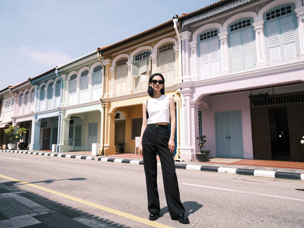 Model Midday Street Scene in George Town in in George Town, Malaysia