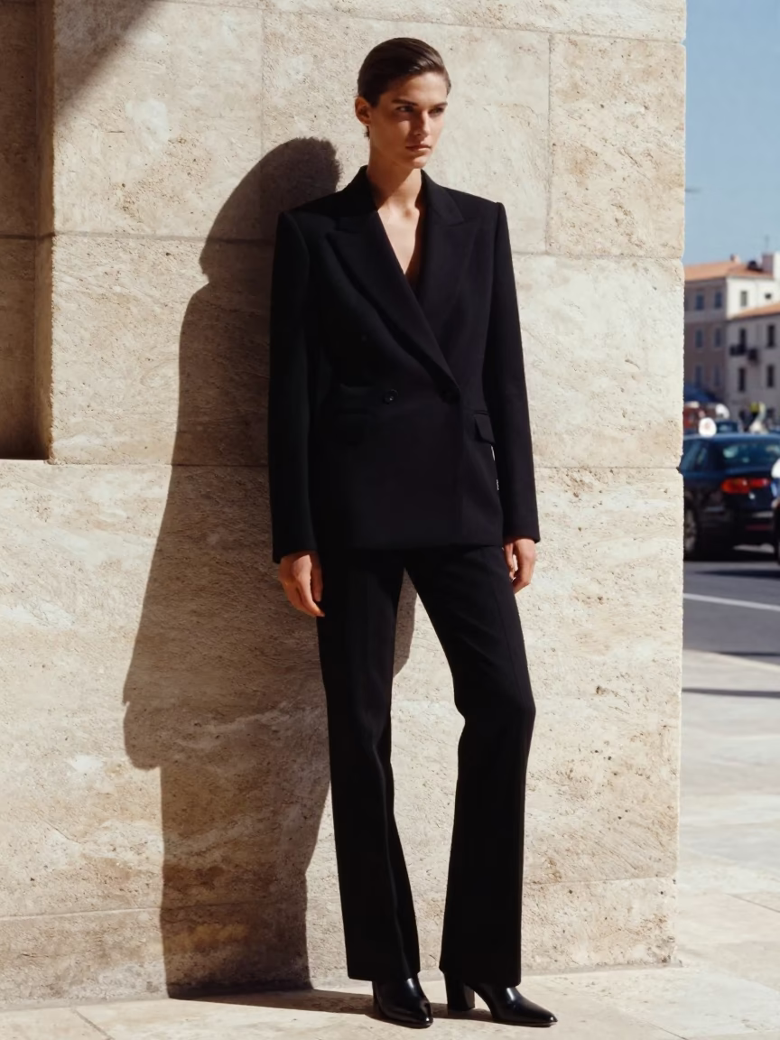 Model Posing at Bright Midmorning Light in Marseille in in Marseille, France