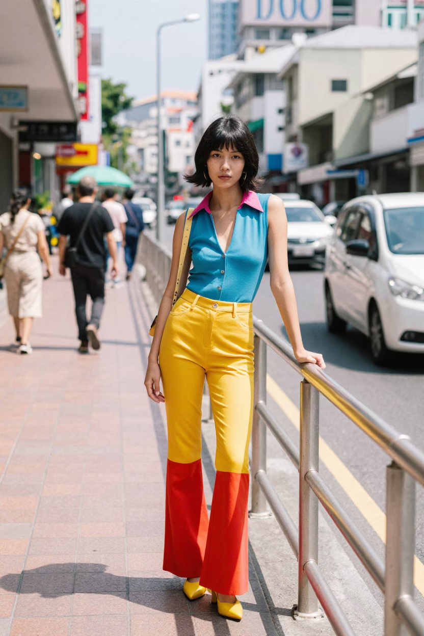Model Street in Kaohsiung at Bright Midmorning Light in in Kaohsiung, Taiwan