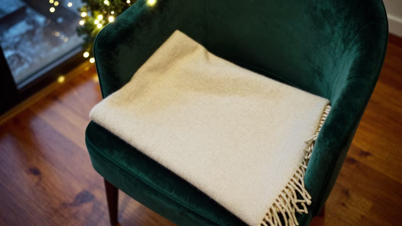 Mohair Throw on Velvet Chair in Winter in on a velvet chair in Nanchang