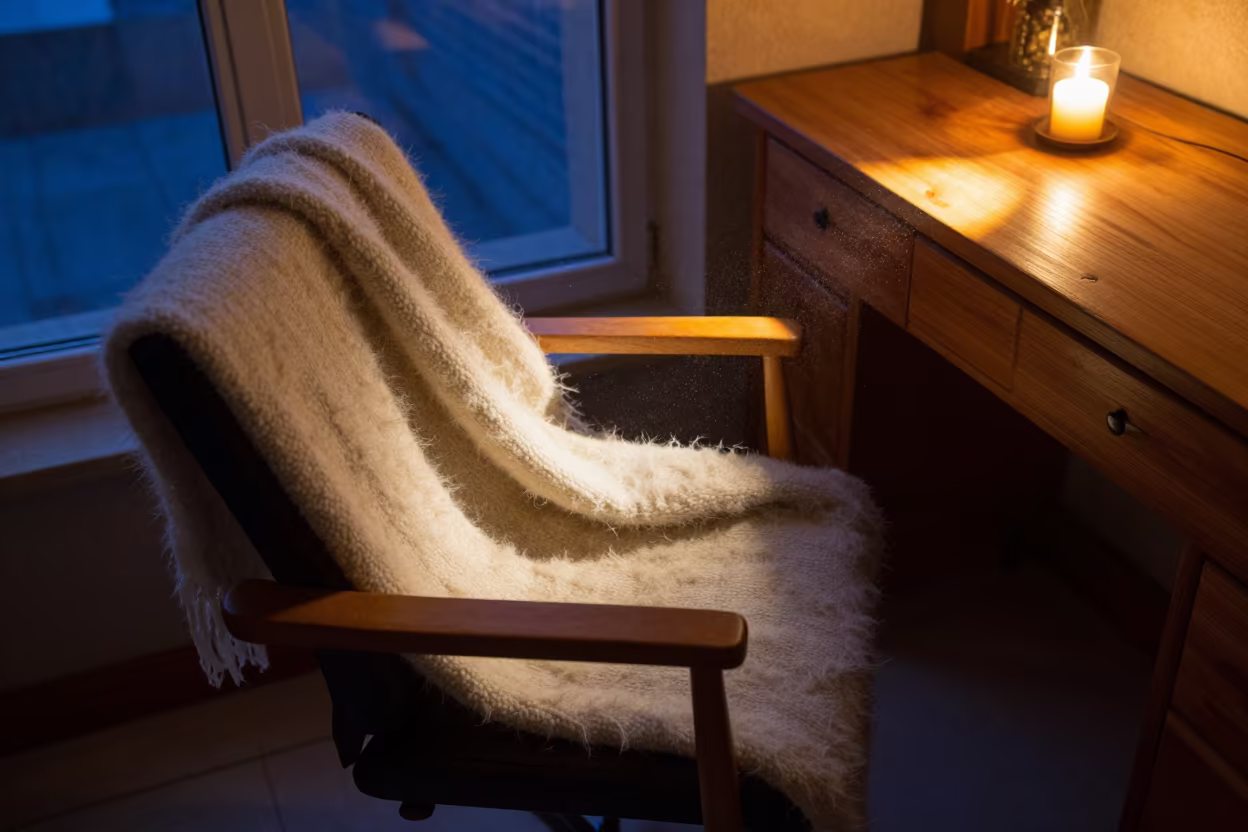 Mohair Throw on Writing Desk in Mazar-i-Sharif in on a writing desk in Mazar-i-Sharif
