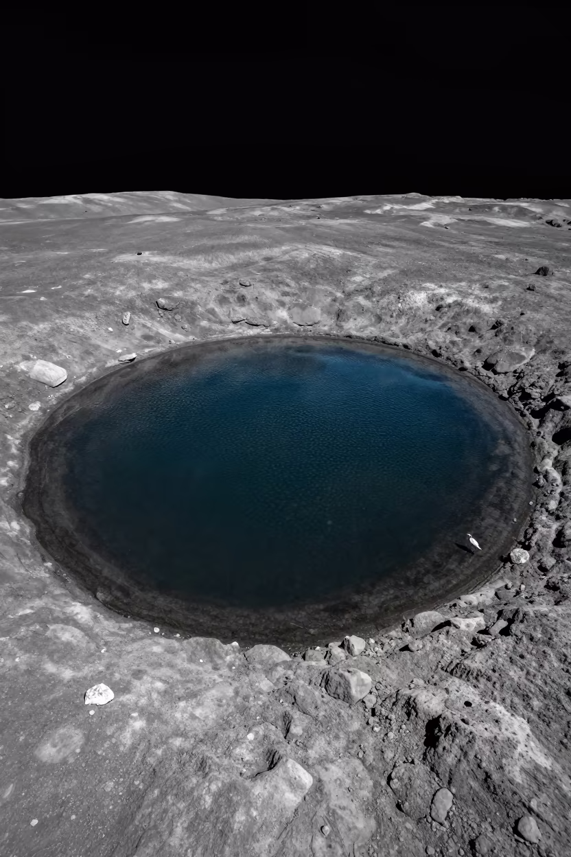 Moire Wave Interference on Lunar Lake in in Northern Ireland