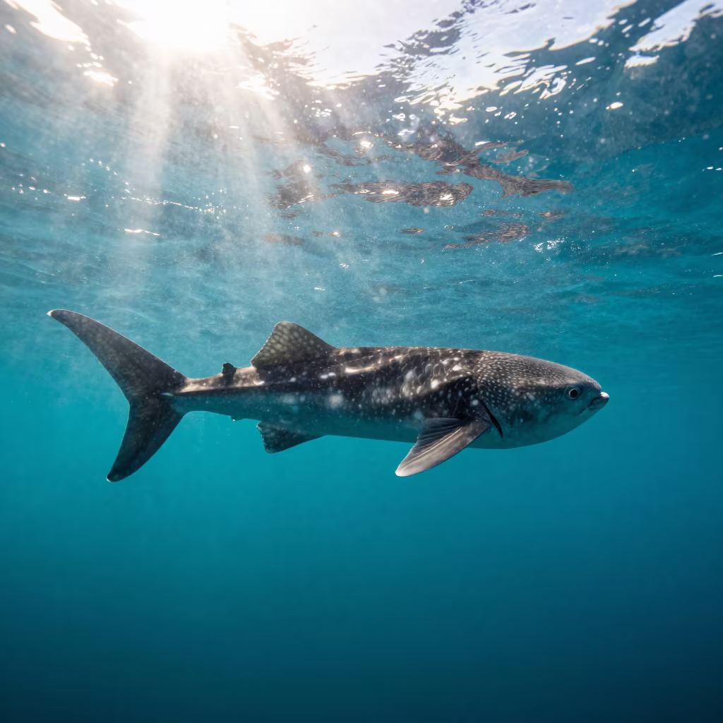 Mola Mola Drifting Sideways in Fiji Surface in in Fiji