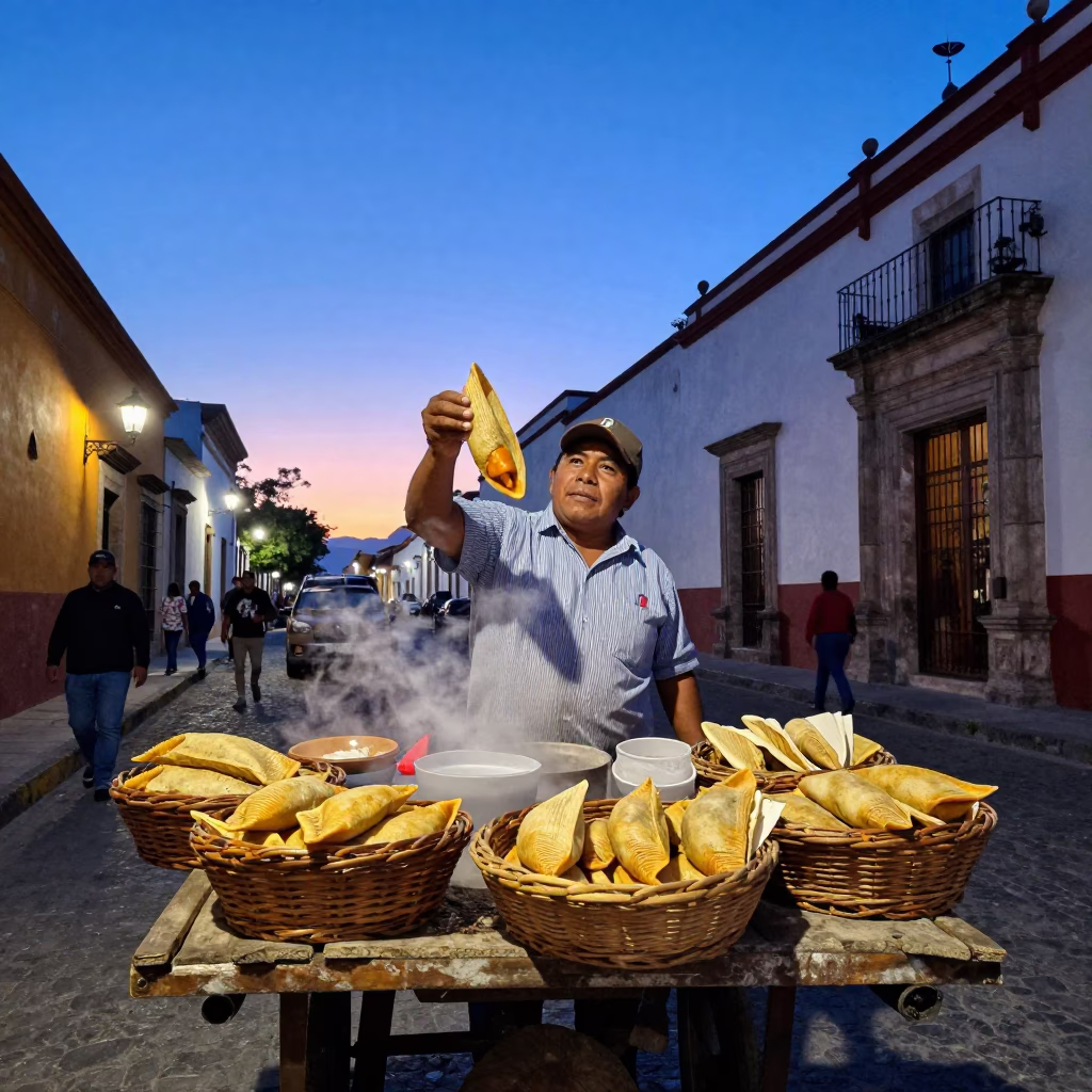 Mole Poblano in Oaxaca at Indigo Twilight After Sunset in in Oaxaca, Mexico