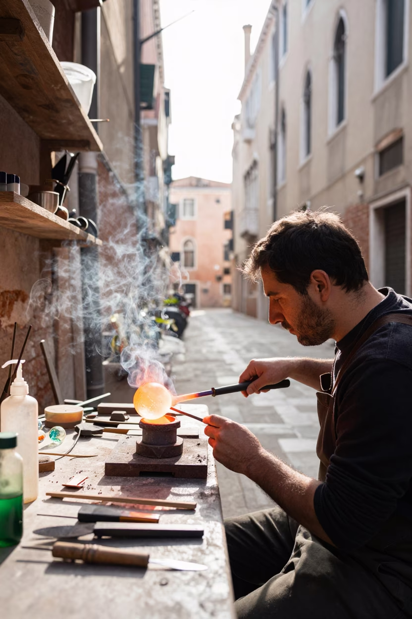 Molten Glass in Venice in in Venice, Italy