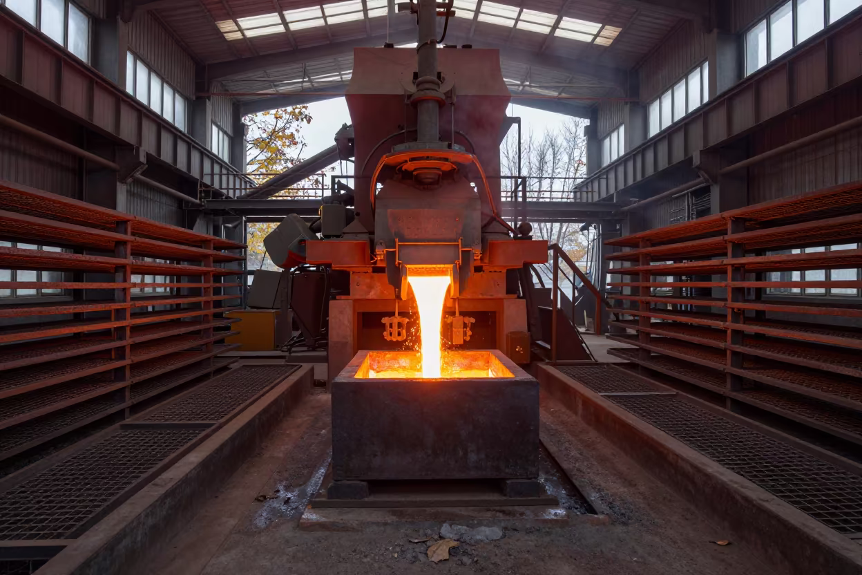 Molten Iron Pouring in Leaf Drying Room in inside a leaf-drying room lined with mesh trays near Centro, Santiago