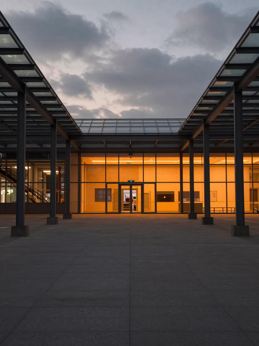 Molten Winter Light in Taoyuan Glass Atrium in inside a glass-roofed arcade in Taoyuan County