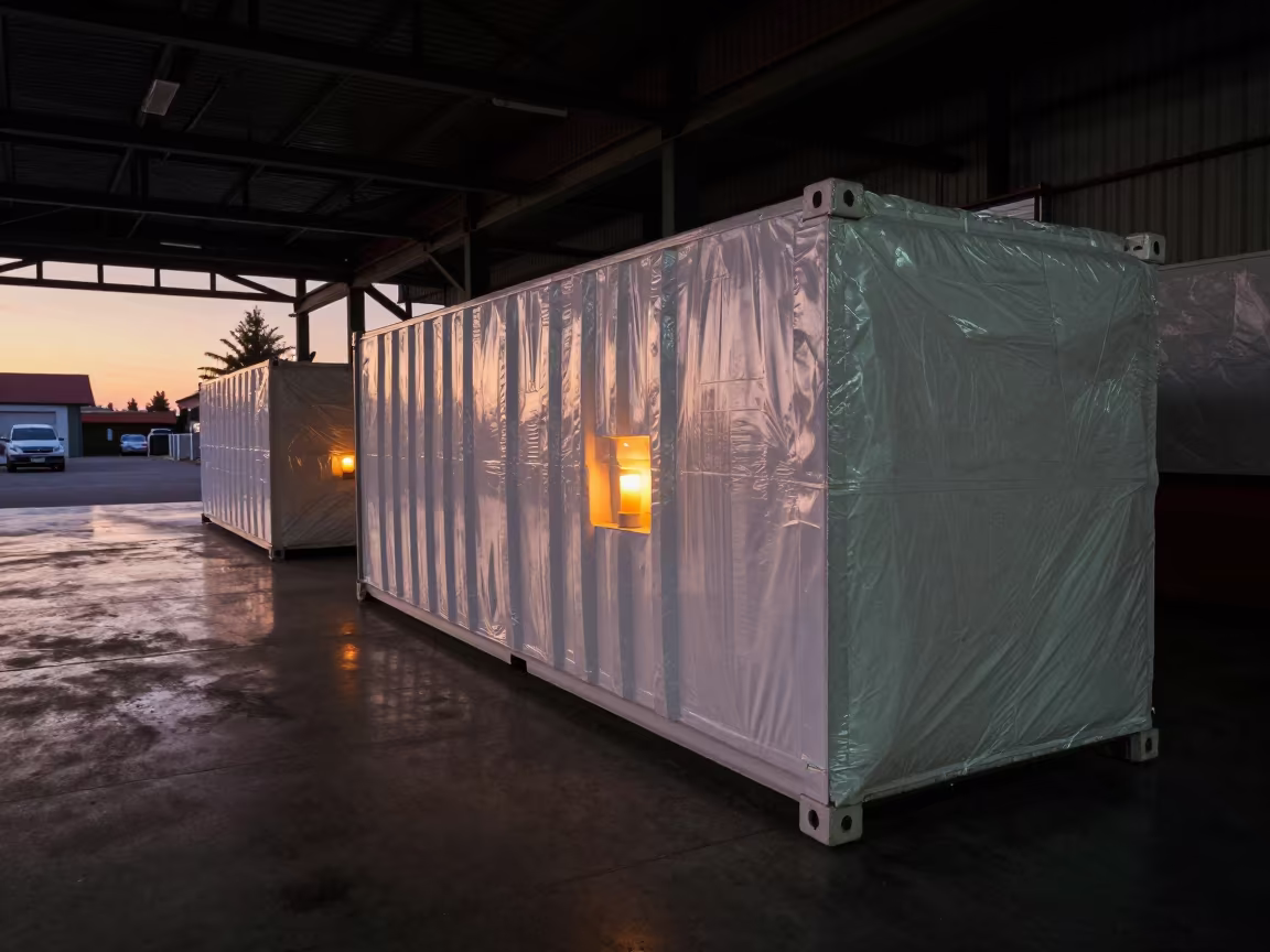 Mombasa Cross-Dock Bin in Warm Candlelight in inside a cross-dock lane in Mombasa