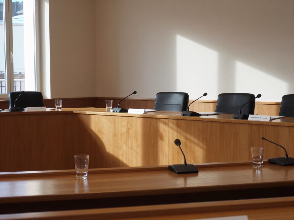 Monaco Council Chamber Dais Noon Light in inside a council chamber in Monaco