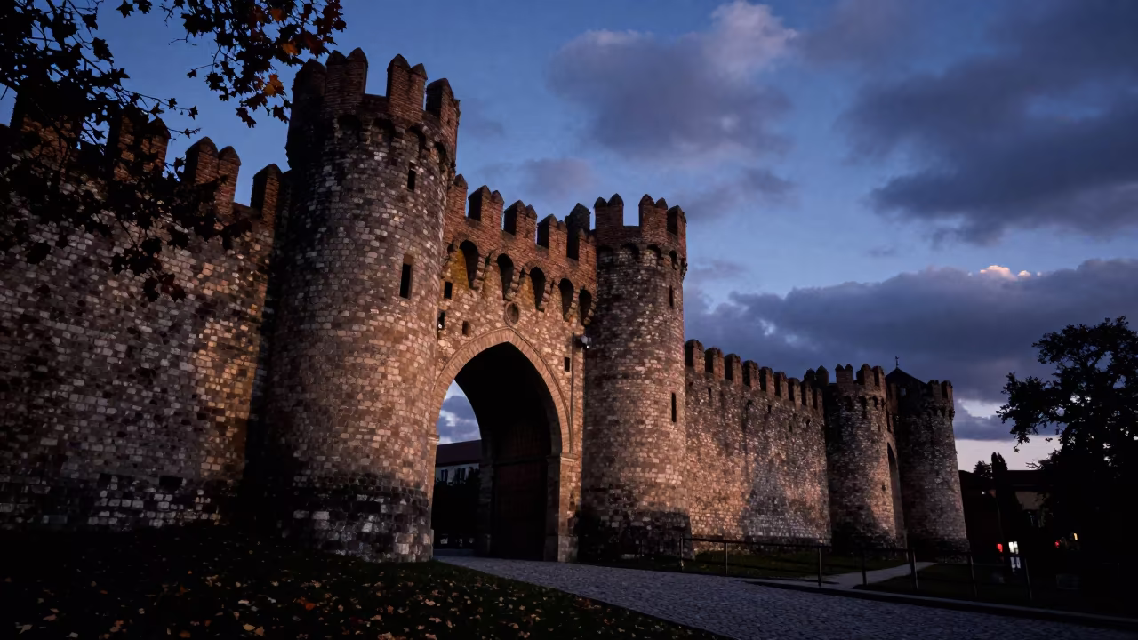 Monastir Gate in Indigo Twilight Shadow in inside a vaulted atrium in Monastir