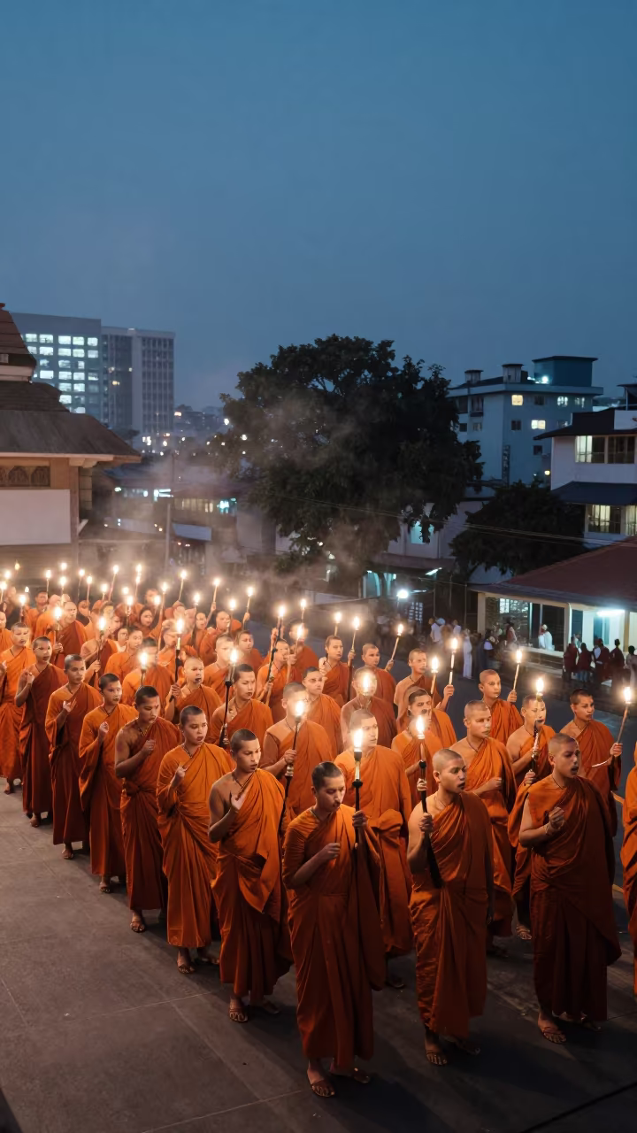 Monk Choir Performing in Dindigul Theater in on a theater stage in Dindigul