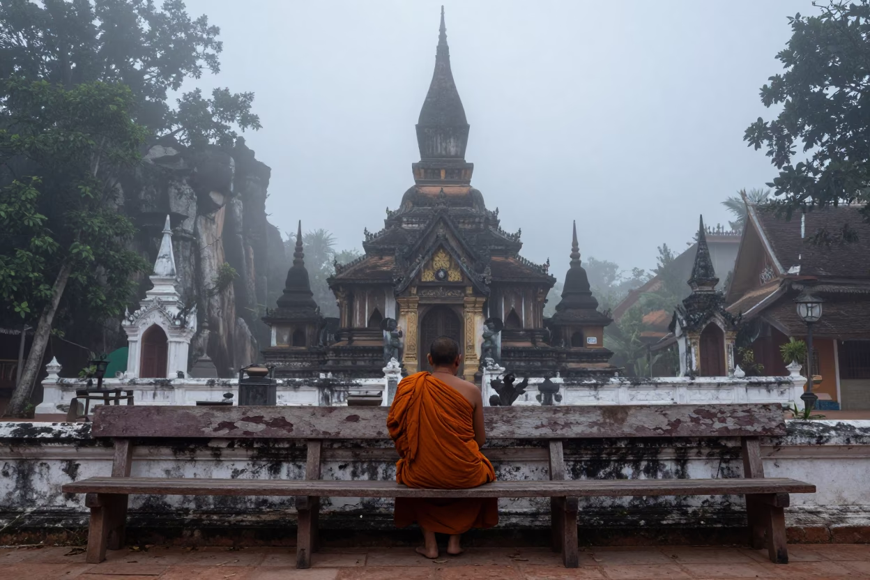Monks in Luang Prabang in in Luang Prabang, Laos