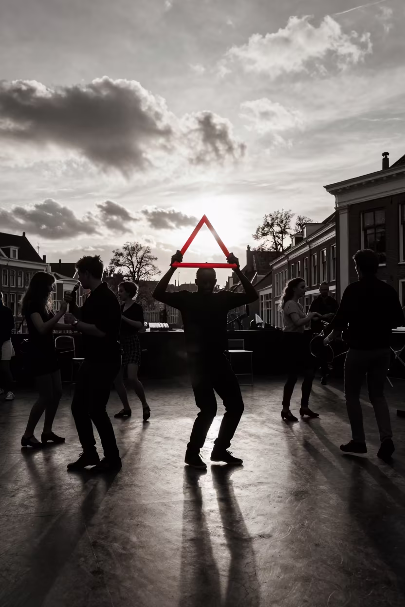 Monochrome Jazz Club Haarlem Triangle Player in at a jazz club in Haarlem
