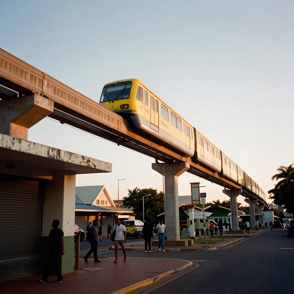Monorail in Durban at Golden Hour in in Durban, South Africa