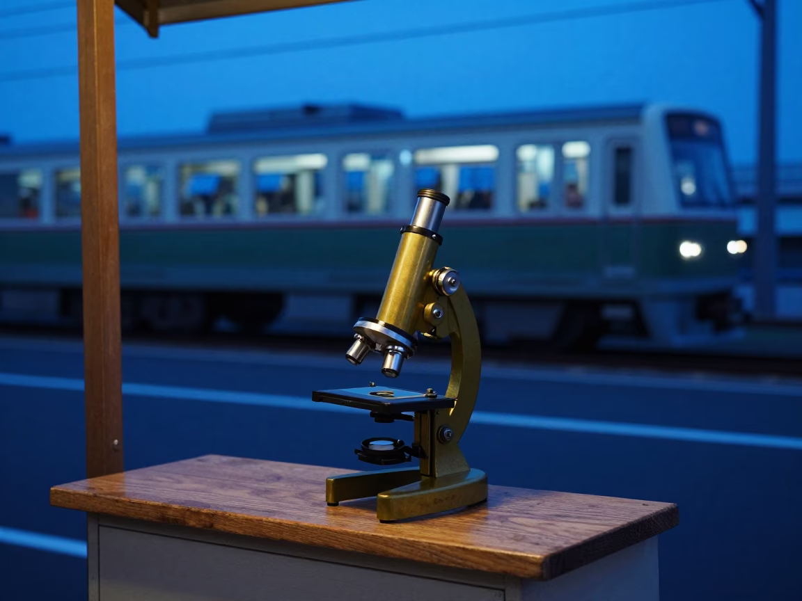 Monorail Passing in Tokyo at Nautical Dawn Light in in Tokyo, Japan