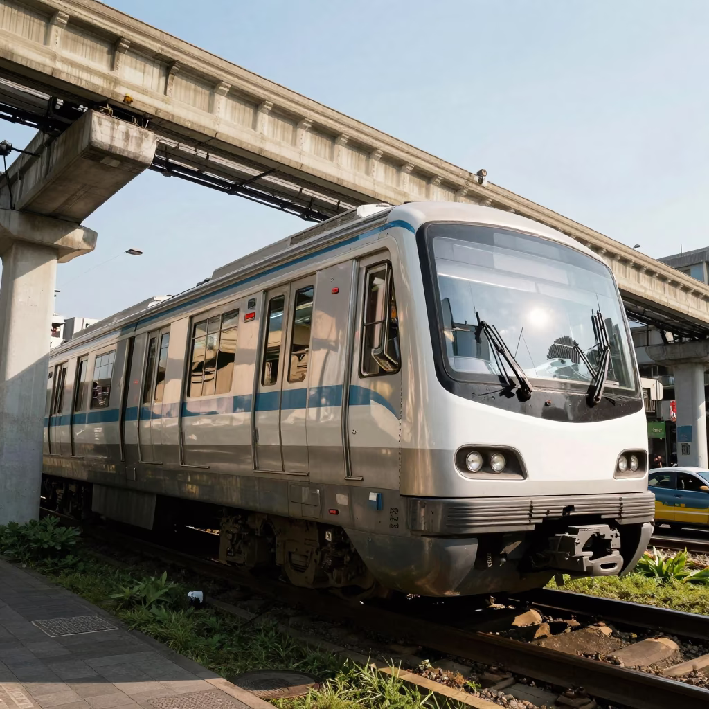 Monorail Reflected in Taipei at The Early Afternoon Light in in Taipei, Taiwan