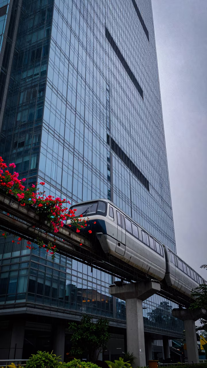 Monorail Twilight Reflection Gujarat Rain in in Gujarat