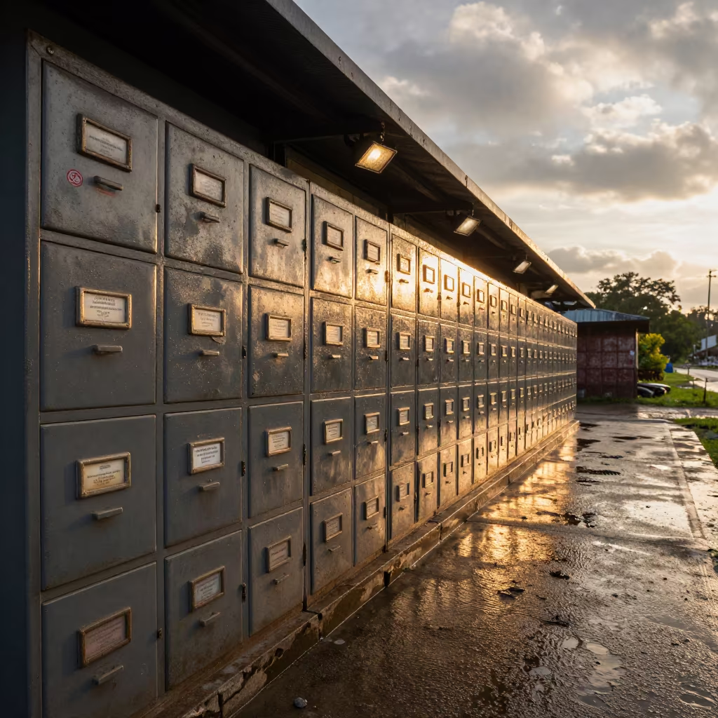 Monsoon Archive Drawer Beneath City Hall Floodlights in beneath government building floodlights near Ichalkaranji