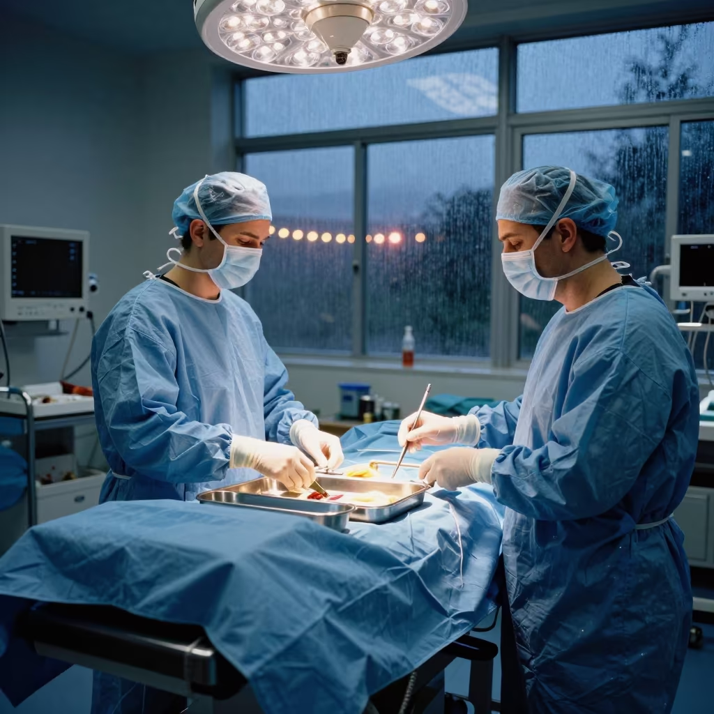Monsoon Blue Hour Medical Suite with String Lights in inside an imaging suite near Nizip