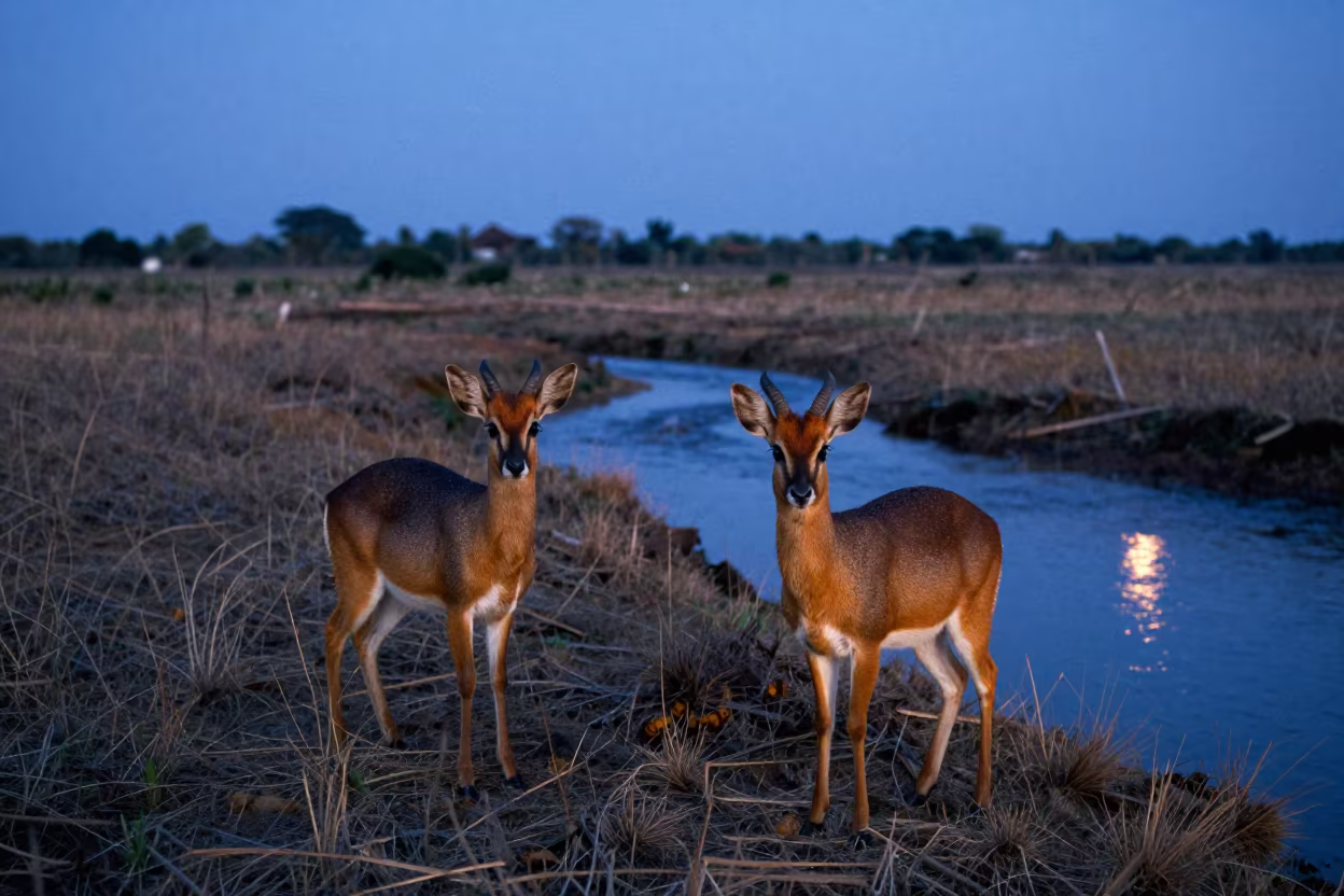 Monsoon Dik-Diks by Glacial Stream Thonburi in above a glacial stream near Thonburi, Bangkok