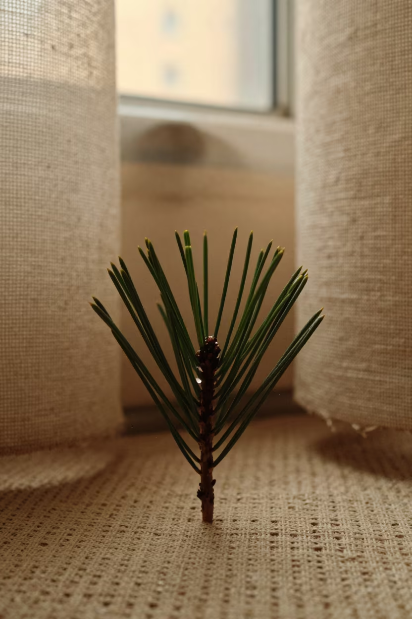 Monsoon Drop on Pine Needle Linen Hefei in against woven linen fibers in Hefei