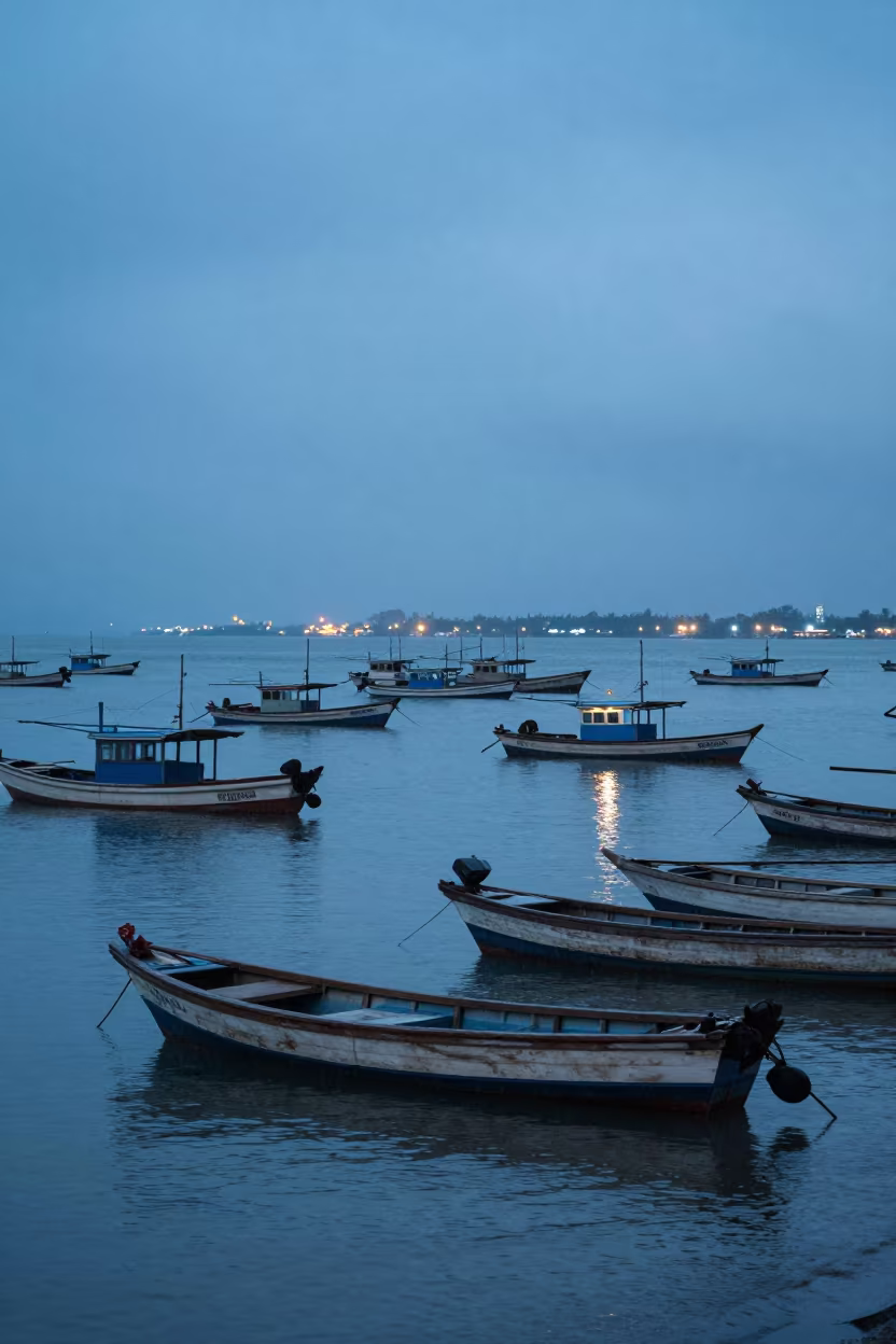 Monsoon Harbor Philippines Fishing Boats Steel Blue in in Philippines