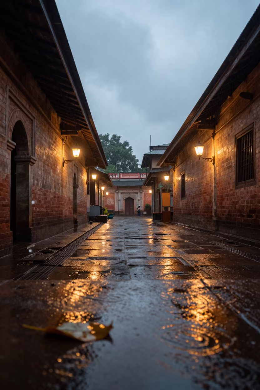 Monsoon Lanterns in Sadarghat Temple Courtyard Dhaka in in a temple courtyard in Sadarghat, Dhaka