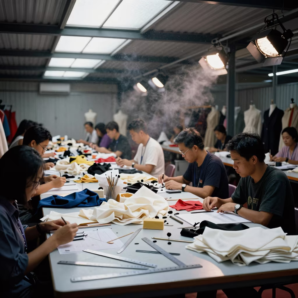 Monsoon Light in Vientiane Fashion Classroom in under runway rehearsal lights in Vientiane