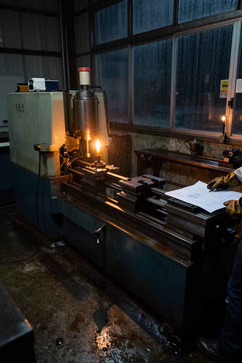 Monsoon Night Factory Floor Yokohama in in a machine shop near Yokohama