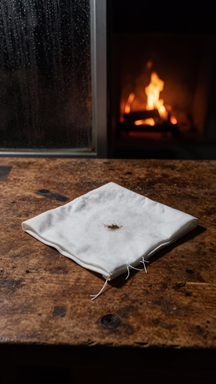 Monsoon Night Handkerchief on Wooden Workbench in on a wooden workbench in Quezon City