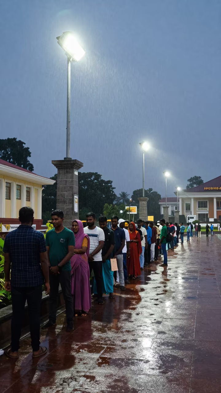 Monsoon Night Queue at Gampaha Civic Center in in a public square near Gampaha