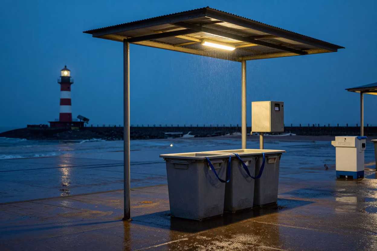 Monsoon Night Valet Beach Chair Bin Mumbai in beside a valet stand after rain near Fort, Mumbai