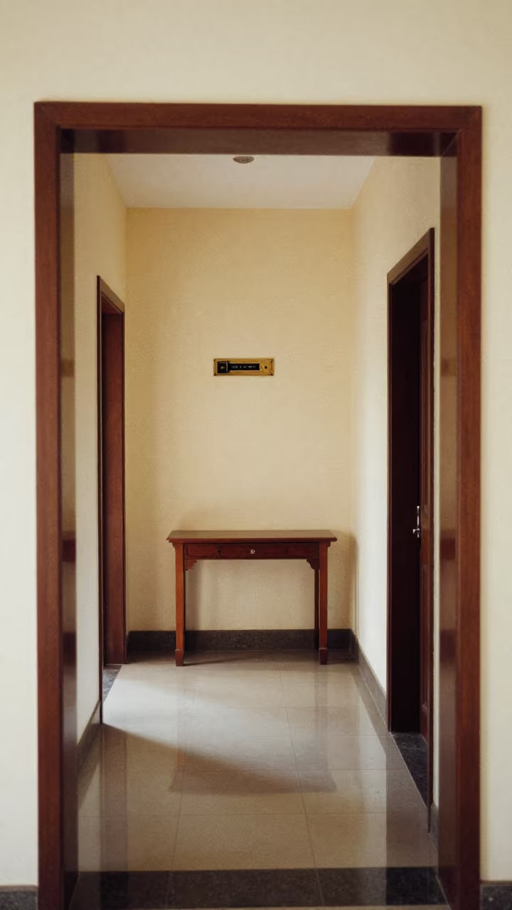 Monsoon Noon Wake-up Console in Kozhikode Corridor in in a quiet guest corridor in Kozhikode