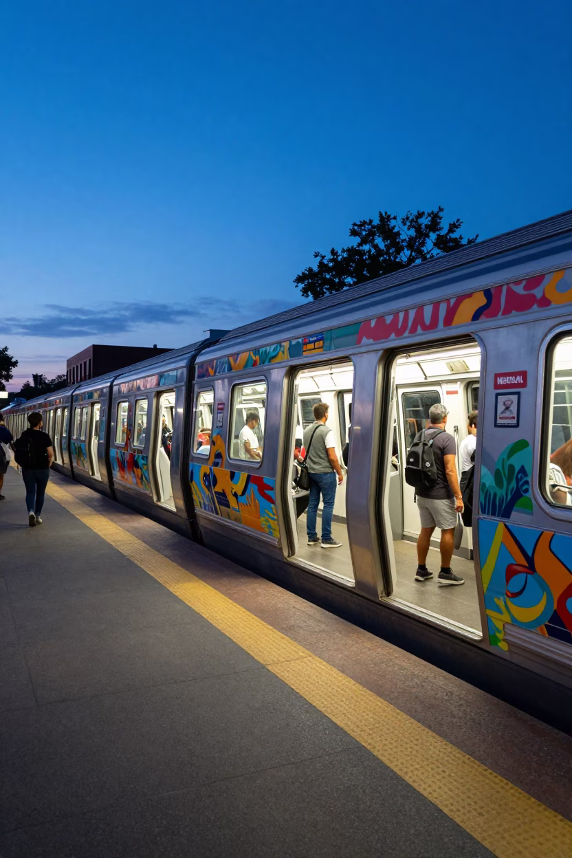 Montreal Metro Scene at Blue Hour in in Montreal, Quebec, Canada