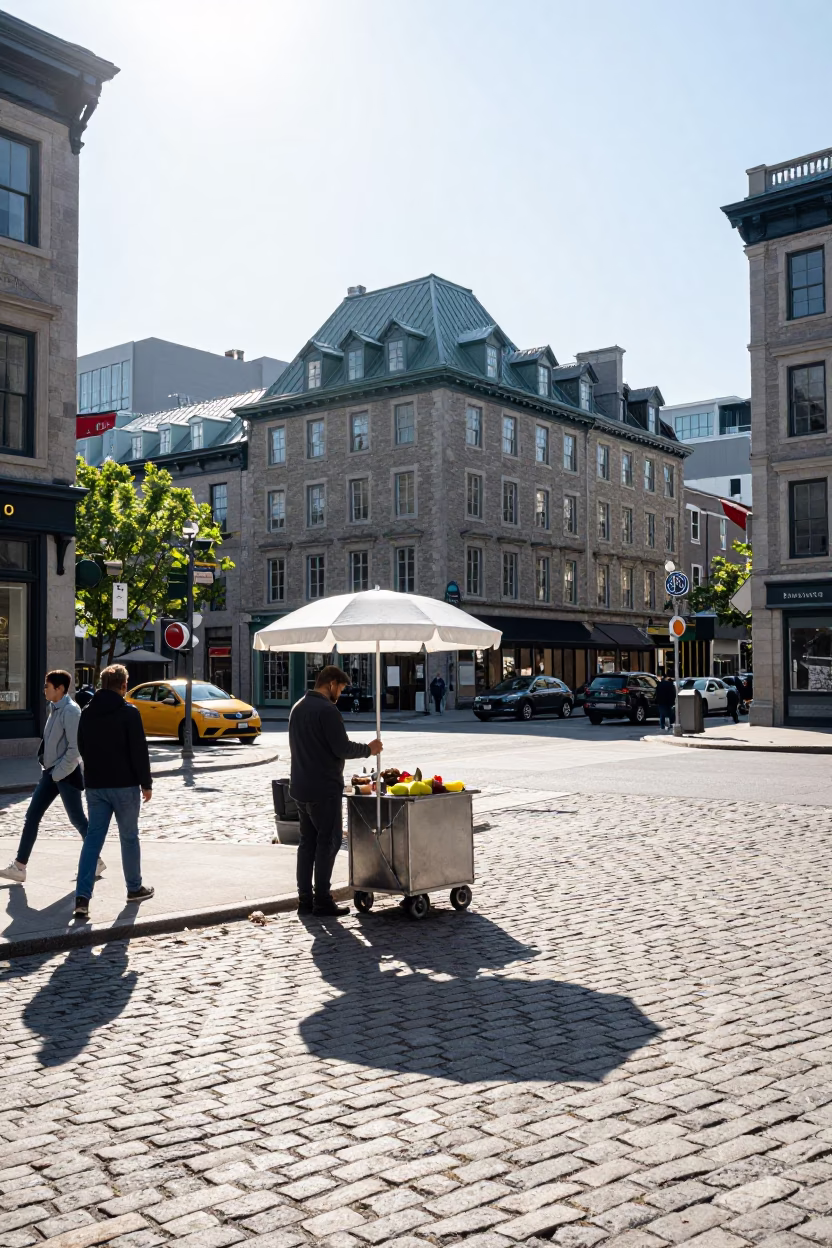 Montreal Midmorning Scene at Bright Midmorning Light in in Montreal, Quebec, Canada