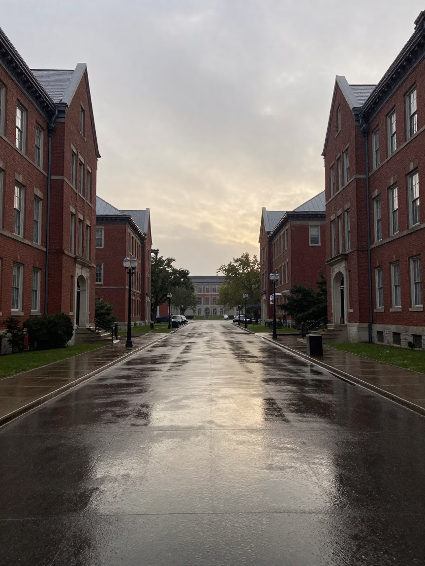 Montreal Morning Rain at The Early Morning Light in in Montreal, Quebec, Canada