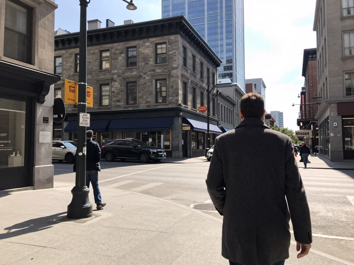 Montreal Noon Sunlight at The Flat Glare Of Noon Light in in Montreal, Quebec, Canada