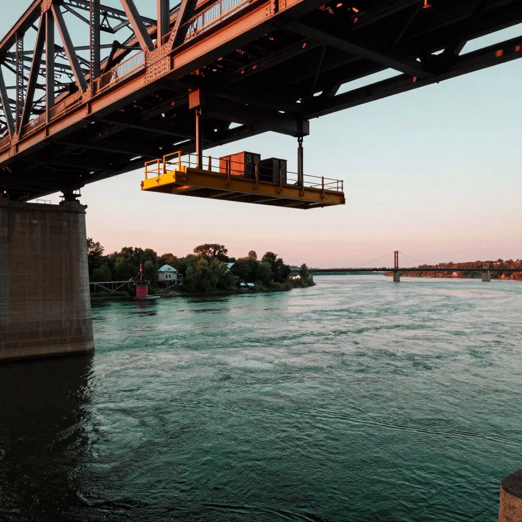 Montreal River Water at Copper-toned Light Before Dusk in in Montreal, Quebec, Canada