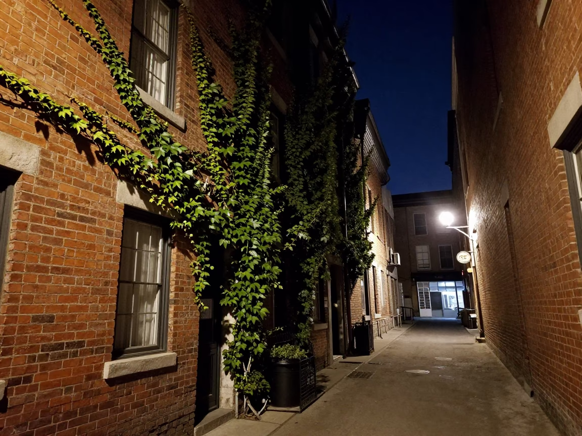 Montreal Street Scene at Deep In The Night Light in in Montreal, Quebec, Canada