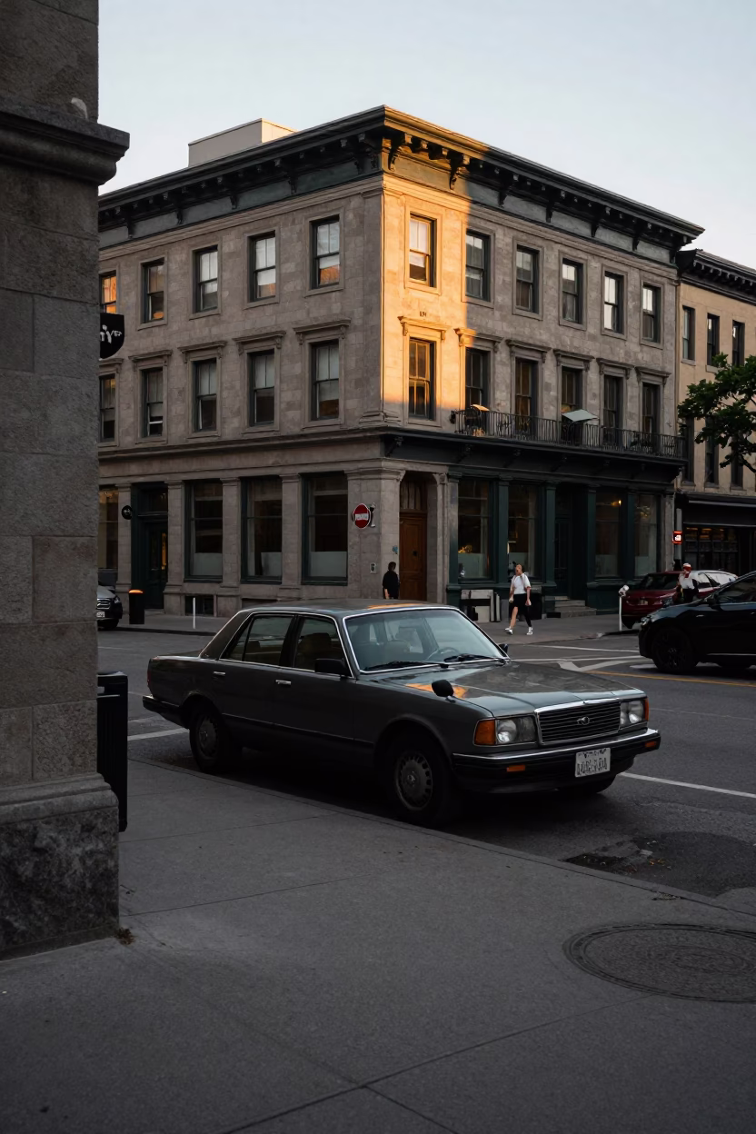 Montreal Street Scene at Golden Hour in in Montreal, Quebec, Canada