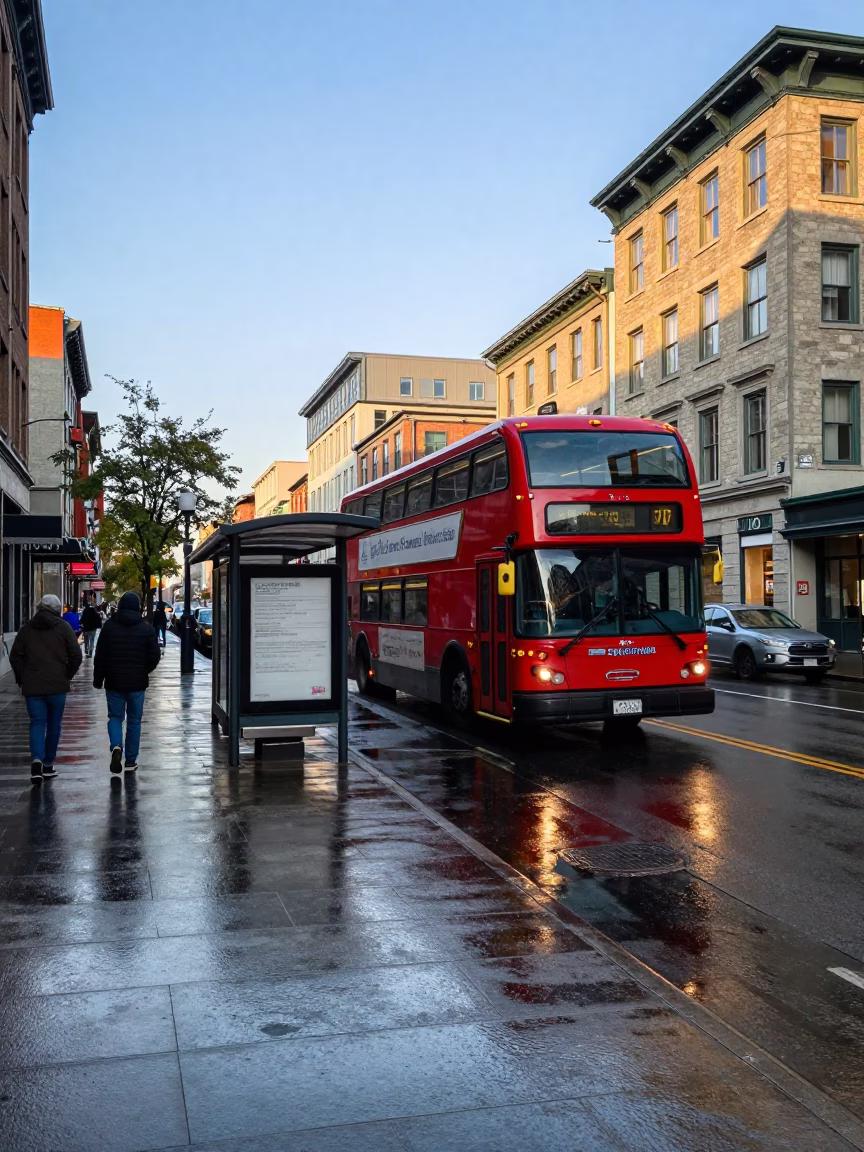 Montreal Street Scene at The Late Morning Light in in Montreal, Quebec, Canada