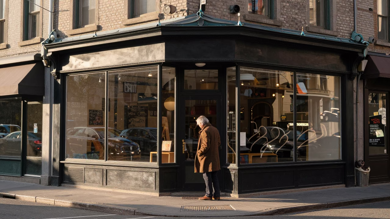 Montreal Street Scene Late Afternoon with Local Shop and Urban Details in in Montreal, Quebec, Canada