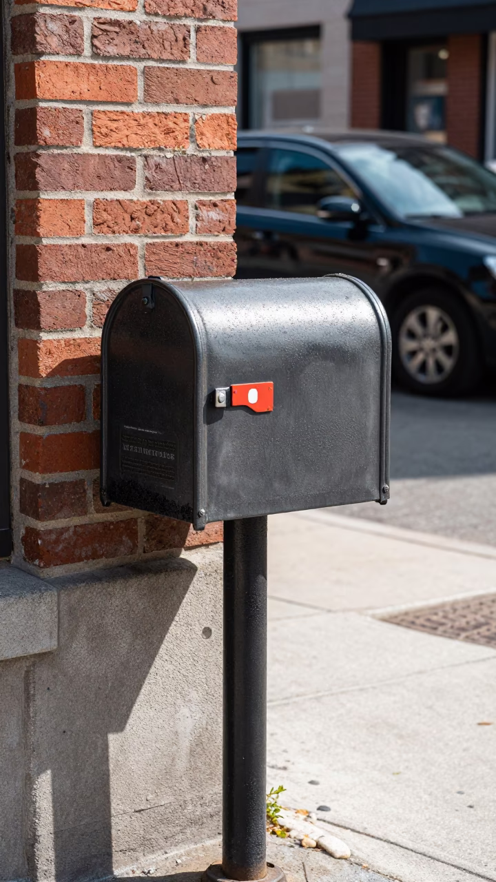 Montreal Street Scene Noon Mailbox Condensation and Urban Life in in Montreal, Quebec, Canada