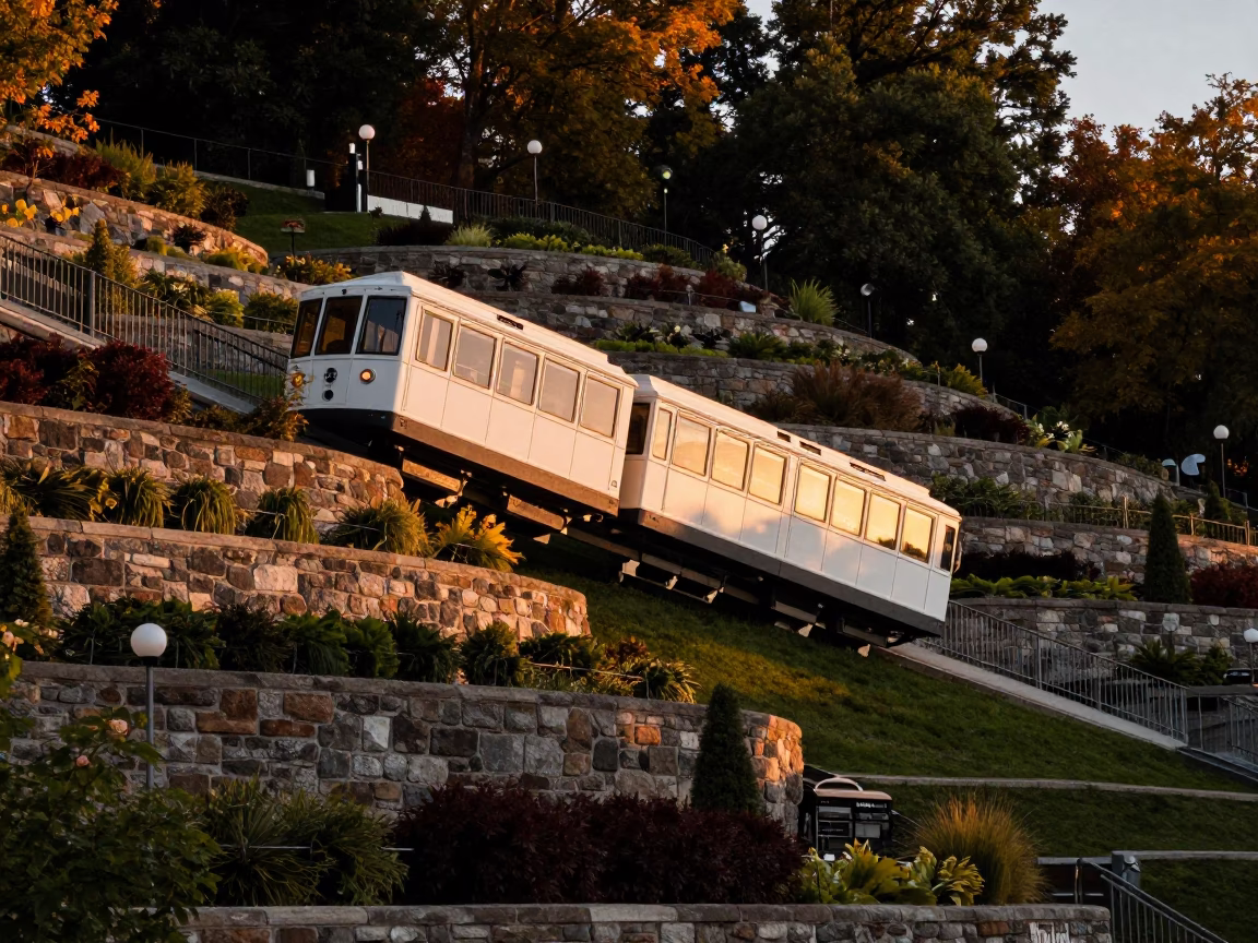 Montreal Terraced Gardens at Honeyed Evening Light in in Montreal, Quebec, Canada