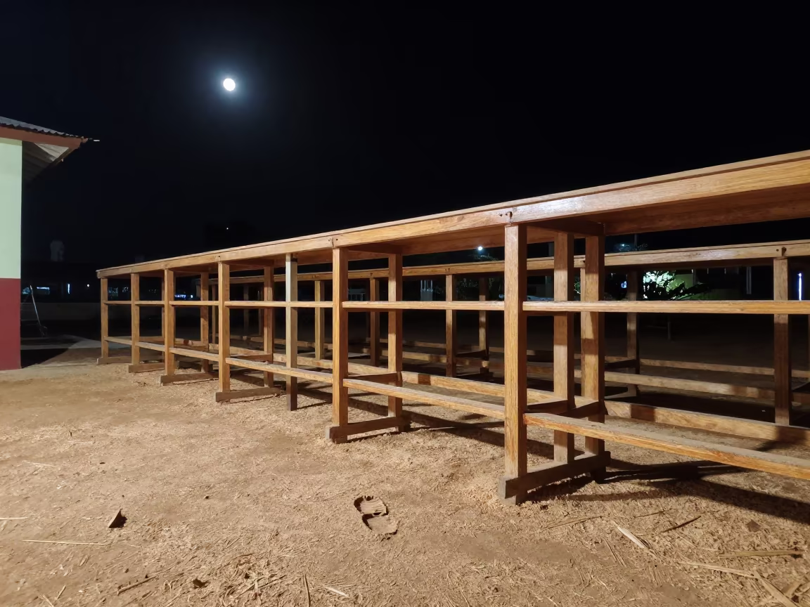 Moon Library Woodshop Clamp Rack in inside a campus library reading room near Bujumbura