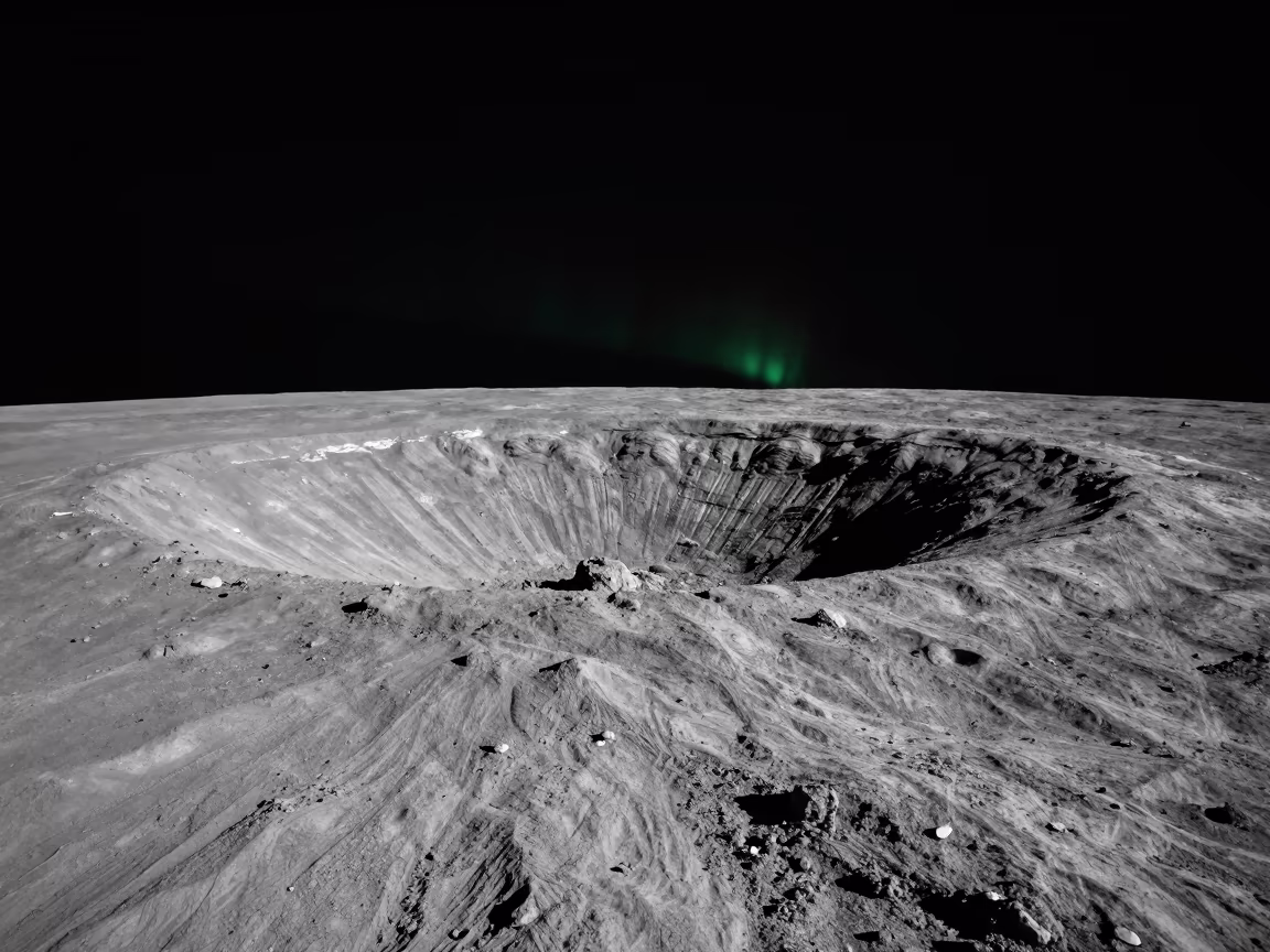 Moon Meteor Crater Night Sky Glow in from a quiet alpine saddle in Libya