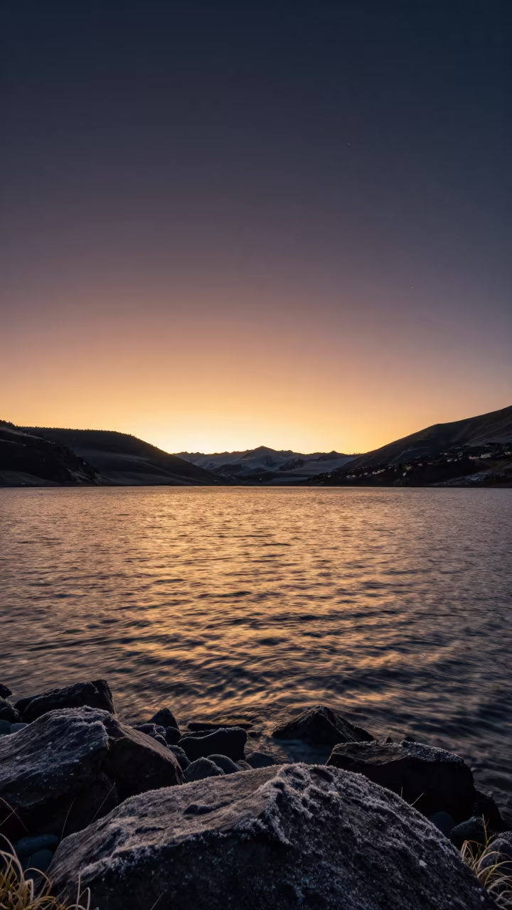 Moonlit Alpine Lake Stars Above Quito in under a band of cold starlight near Quito