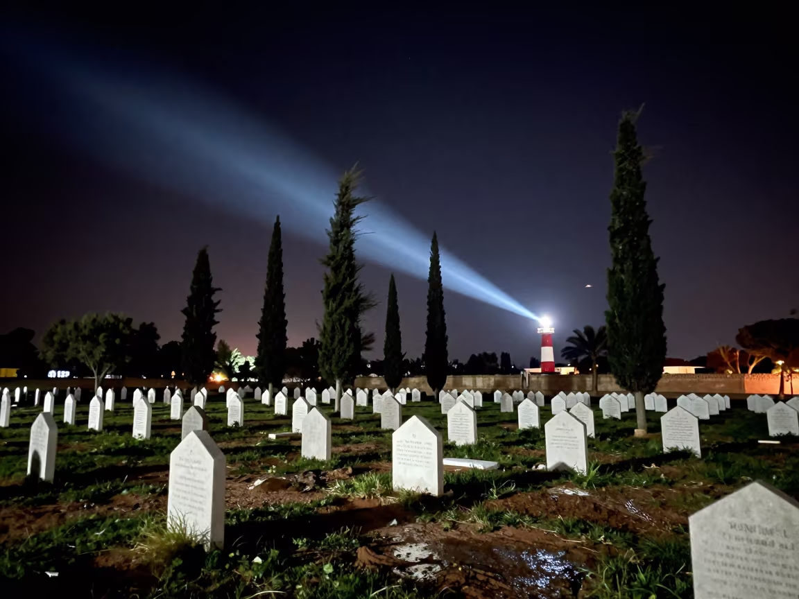 Moonlit Cemetery Under Sweeping Night Sky in beneath a dark-sky overlook in Sudan