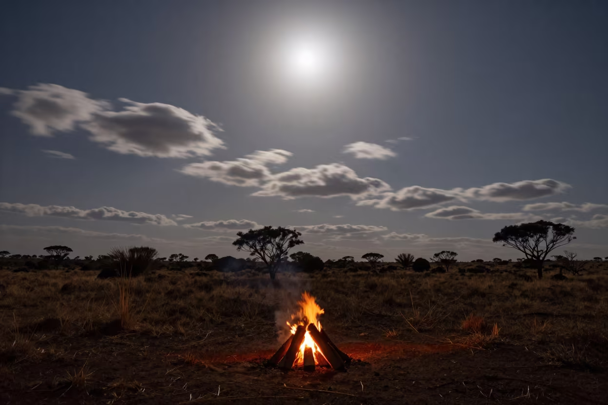 Moonlit Clouds Racing Over Pretoria Moorland in beneath thin cloud gaps and stars near Pretoria
